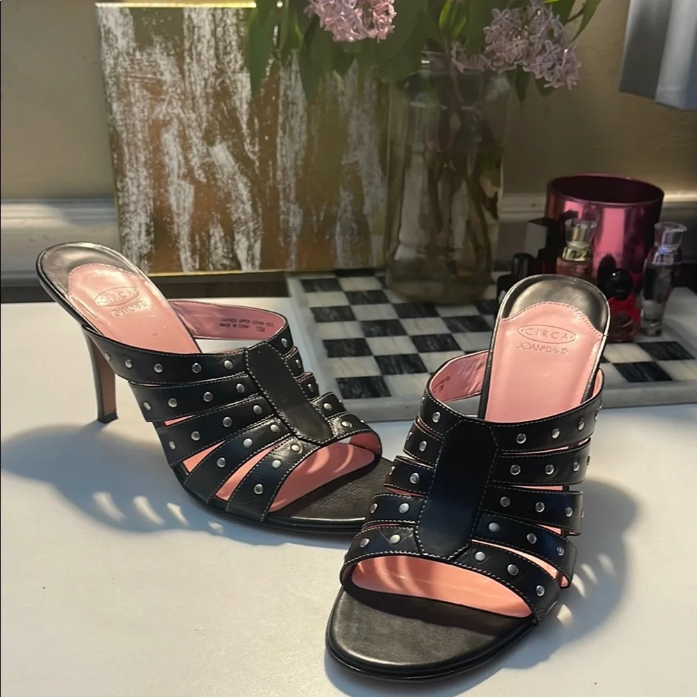 Joan & David Black and Silver Mules with Elegant Design - Picture 15 of 16